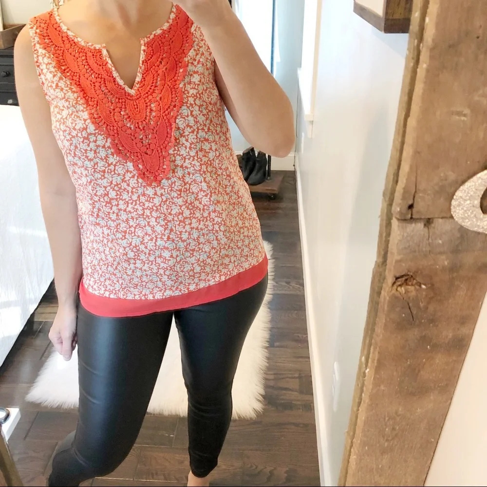 Anthropologie Skies are Blue top crochet detail